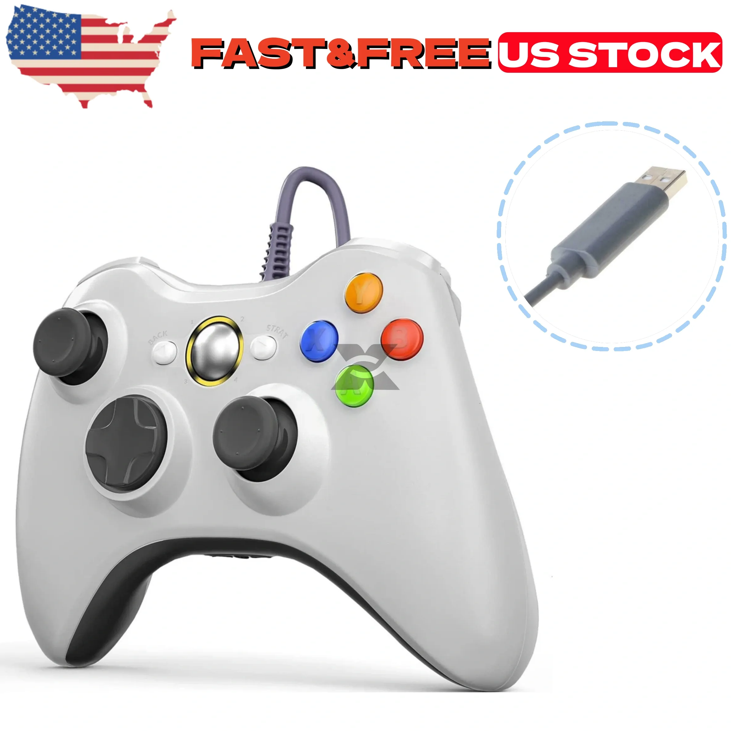 New Wired Controller USB For PC Compatible Xbox 360 Windows 7 8 10 11 Gamepad US