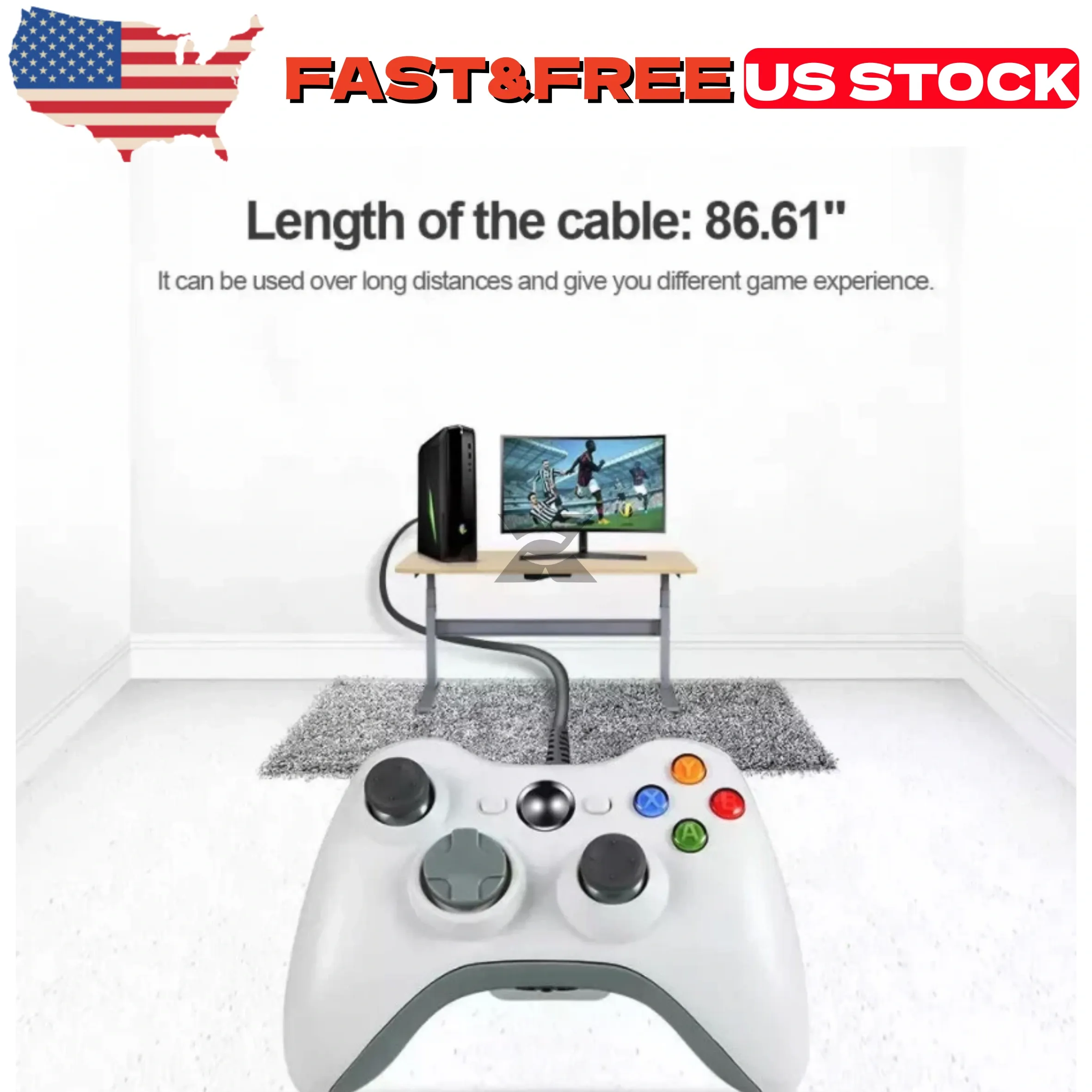 New Wired Controller USB For PC Compatible Xbox 360 Windows 7 8 10 11 Gamepad US