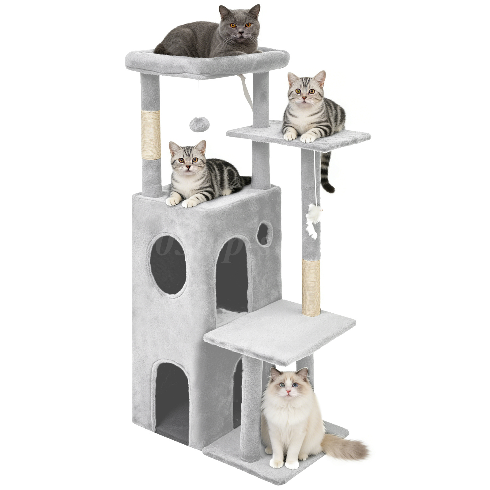 50″ Sturdy Cat Tree, Double Condos, Easy Clean, For Multi-Cat Apartments