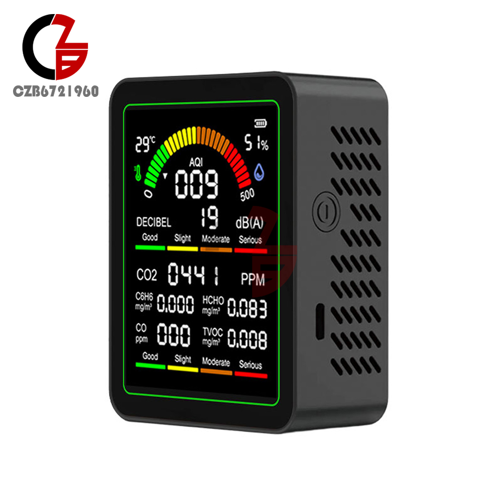 9-in-1 Noise Meter Air Quality Monitor Upgraded Formaldehyde TVOC HCHO AQI Temp
