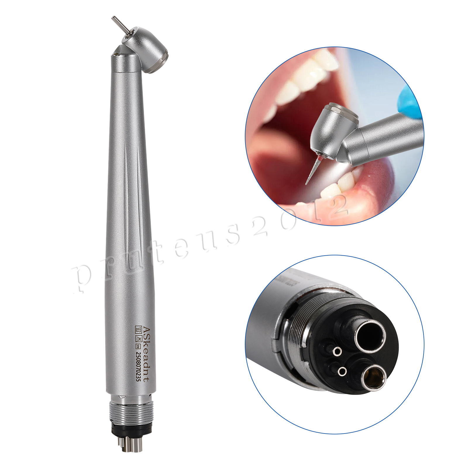 ASKEADNT Dental LED High Speed Handpiece E-Generator/ 5 Bulbs/45 Degree 4 Hole